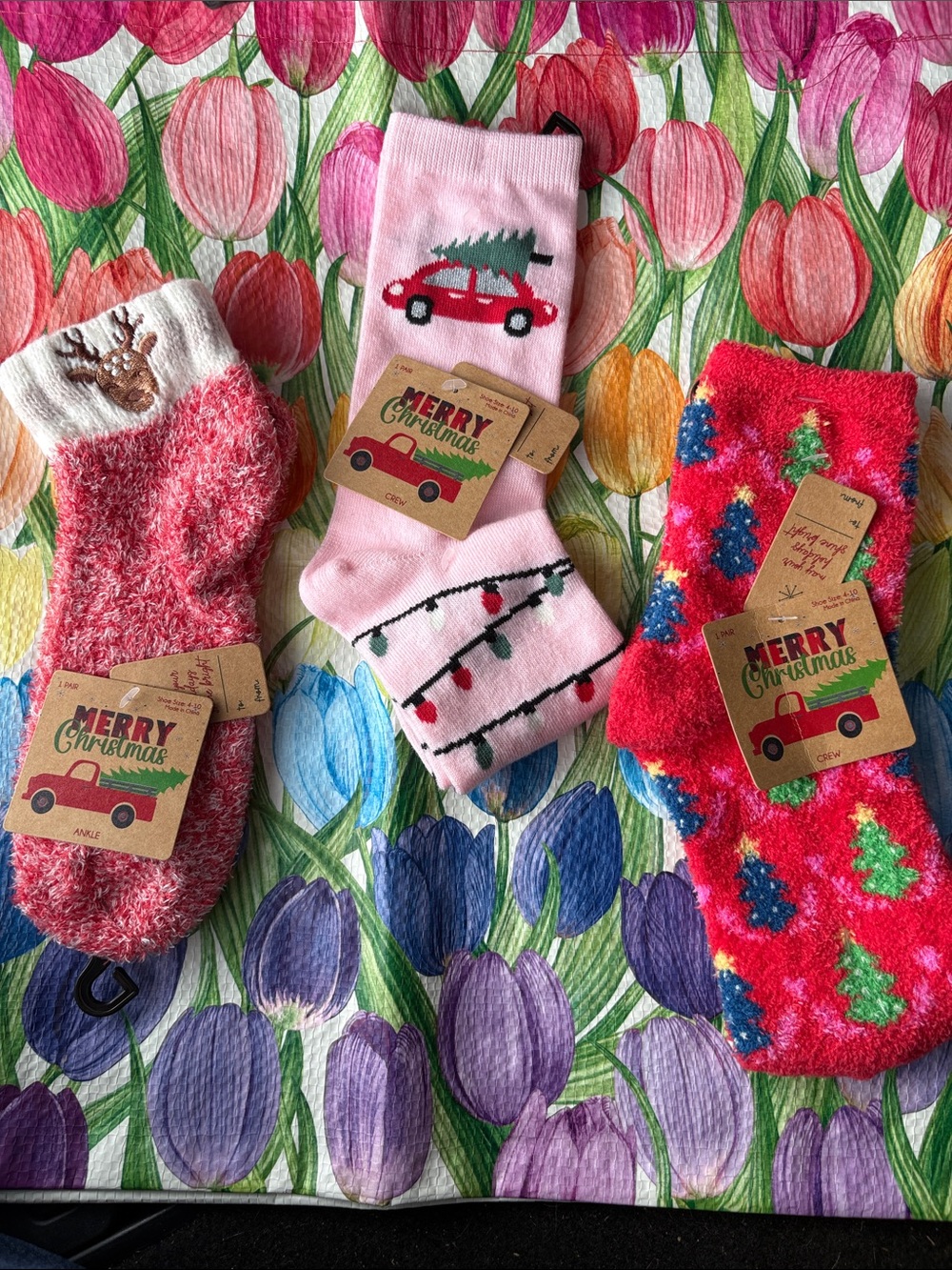 Cozy Holiday Reindeer Fuzzy Socks - Red